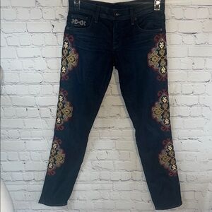 Elegant Embroidered Navy Jeans